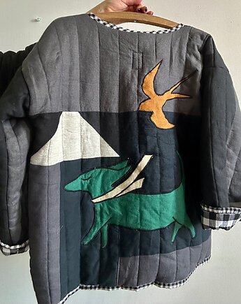 Kurtka lniana damska z aplikacjami, Dom Artystyczny