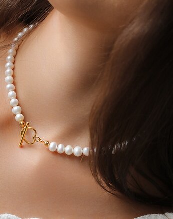 Naszyjnik perły serduszko srebro 925 pozłacane, Coccola JEWELLERY