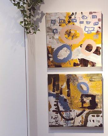 Obraz na płótnie 3D abstrakcyjny Lemon Couple II 50 x 50 cm, Camila Warda Studio