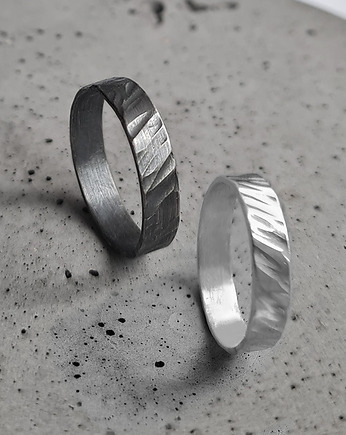 Obrączki RAIN - srebro jasne i ciemne, COCONUT