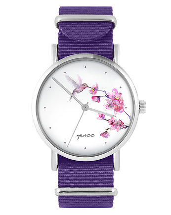 Zegarek - Koliber, oznaczenia - fiolet, nylonowy, yenoo