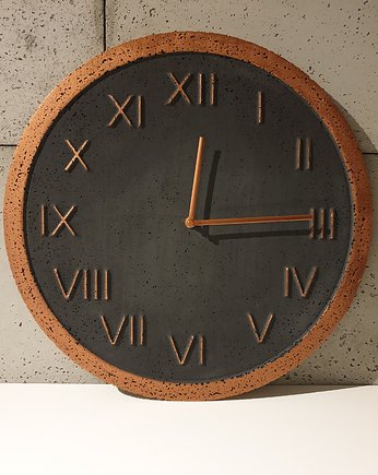 Zegar betonowy cgrafit miedź designerski 45cm, Tesla Home Studio