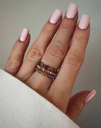 Zestaw Trzech Pierścionków Elastycznych z Kamieni Naturalnych, Bring Biżuteria