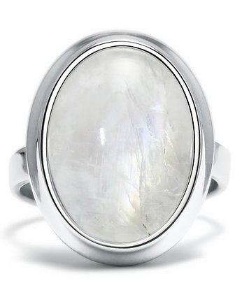 Stone - Srebrny pierścionek z kamieniem księżycowym, Kuźnia Srebra