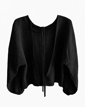 She's Like The Wind / muślinowa bluzka z otwartymi plecami - czerń, Bohemian Soul atelier by M.