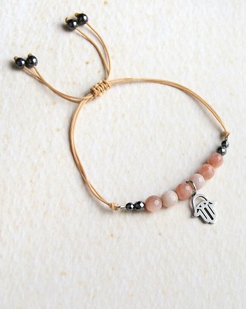 Amulet - kamień słoneczny & hamsa, kaktusia