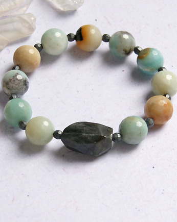 UNIKAT - amazonit, labradoryt, kaktusia