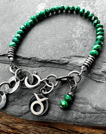 Bransoletka ZODIAK z malachitem - BYK, SHAMBALA