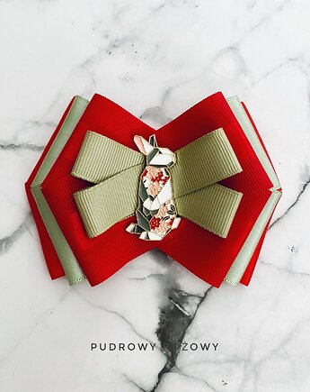 Brosza  Wielkanocna z Zajączkiem WIOSNA, Pudrowy Różowy