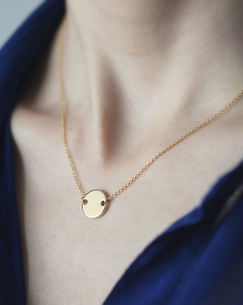 16k Gold Plated Two Holes Round Tag Necklace, Le Boho Bleu