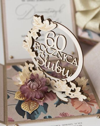 60 rocznica ślubu, diamentowe gody, exploding box, kartka 3d, Papiernik