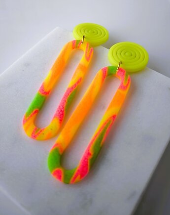 Długie kolczyki ENDORFINY mocny NEON, sploteka