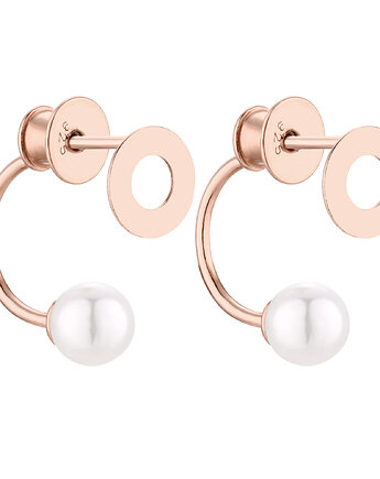 Kolczyki z kółkami z różowego złota z perłami SWAROVSKI CRYSTAL, SOTHO