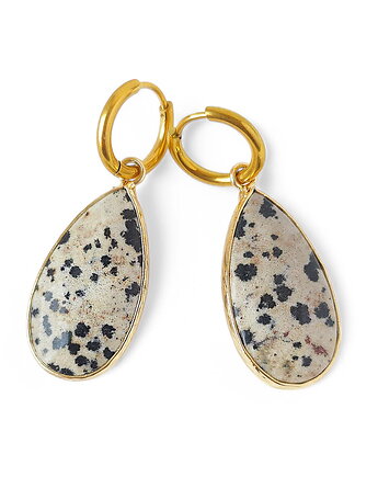 Kolczyki z kamieniem naturalnym - jaspis dalmatyński "dalmatyńczyk", MYNESS