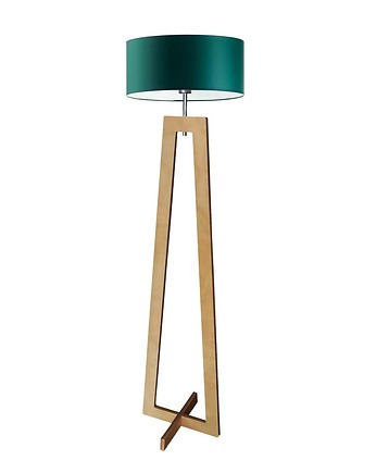 Drewniana lampa stojąca do salonu w stylu skandynawskim BALI GOLD, LYSNE