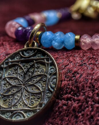 Mandala - Naszyjnik z brązu na na naturalnych kamieniach, Biżuteria z Myśli Odlana