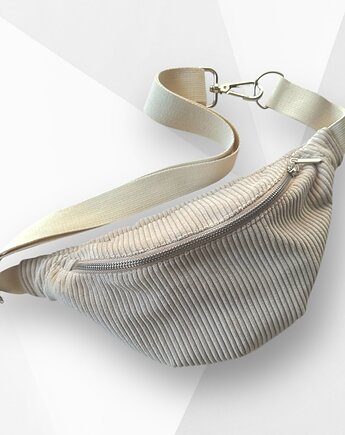 Nerka saszetka z kieszonką sztruksowa beżowa, Zdunetti