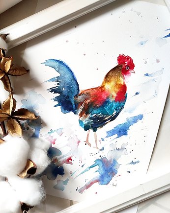 Akwarela kogut, Wiktoria Borys Art