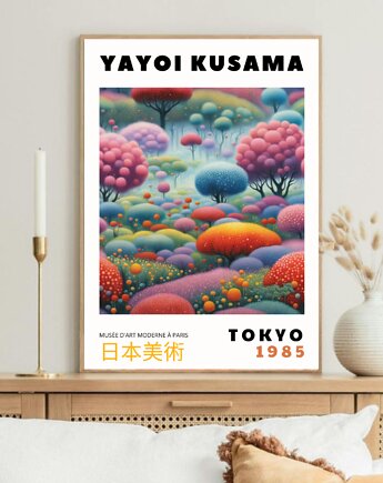 PLAKAT dekoracyjny , Yayoi Kusama, wystawowy, kwiaty, black dot studio