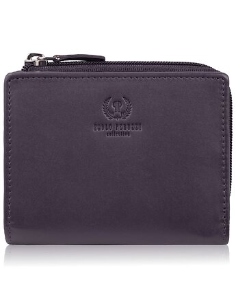 Portfel damski skórzany mały fioletowy w orientacji poziomej z RFID SL-06-VI, Paolo Peruzzi