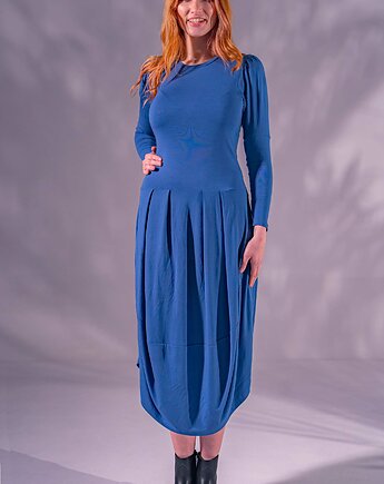 Niebieska sukienka z długim rękawem M - L, Non Tess
