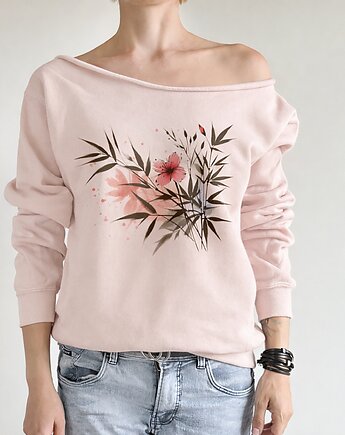 Bluza Ciepły róż Bambus kwiaty, ONE MUG A DAY