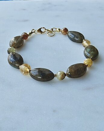 Bransoletka z labradorytem i kianitem, Studio Gazela