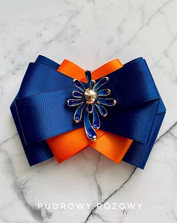 Brosza z nowoczesnym granatowym Kwiatem  Nowość, Pudrowy Różowy