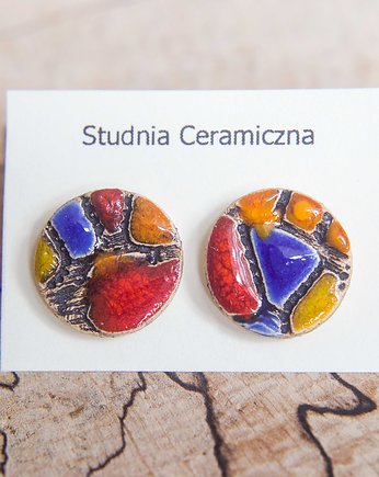 Kolczyki ceramiczne, kubizm 13 mm, studnia ceramiczna