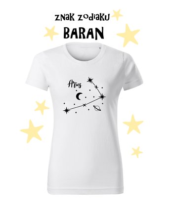 Koszulka T-shirt ze znakiem zodiaku BARAN/ Folia Flex, OSOBY - Prezent dla dziewczynki