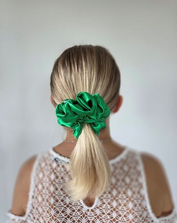 Gumka jedwabna, scrunchie, frotka green grass MAXI, Capillum