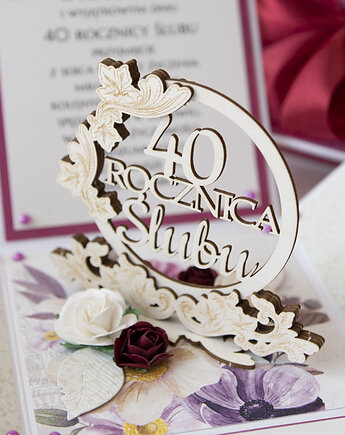 40 rocznica ślubu, rubinowe gody, exploding box, kartka 3d, Papiernik