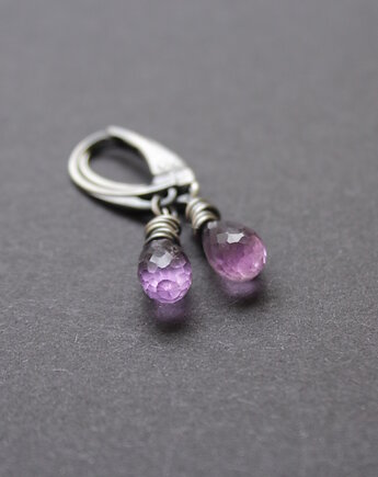 Kolczyki ametysty w srebrnym kołnierzu, fado