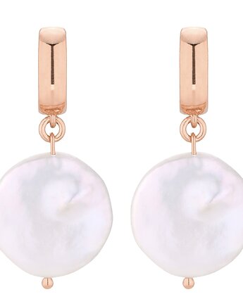 Kolczyki z różowego złota z dużymi płaskimi perłami, SOTHO