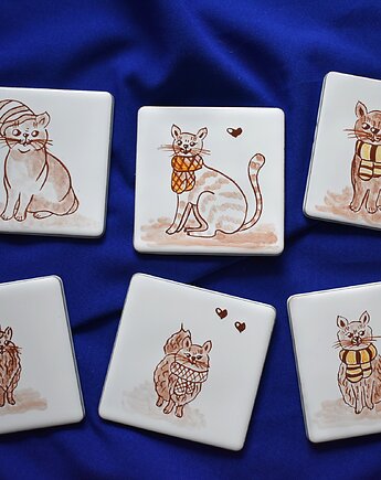 Podkładki pod kubki kafelki koty, Kobaltowa Sroka