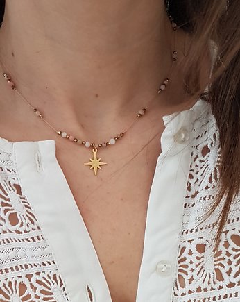 naszyjnik z opalem różowym, LEI handmade 