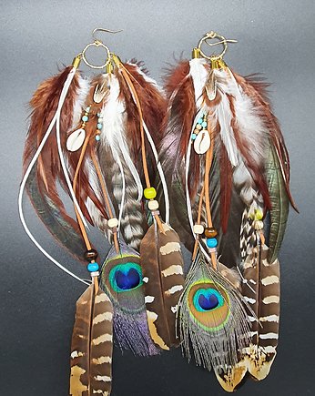 Kolczyki z piór ŻYWIOŁ ZIEMI, Lilarose Handmade