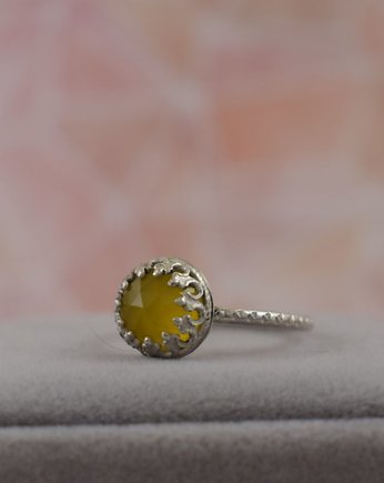 Żółty chalcedon w koronkach - pierścionek, Sunflower Kornelia Kubinowska