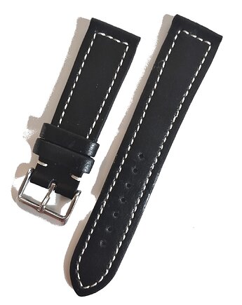 Pasek do zegarka  rozm: 20mm czarny z jasną nitką, Lamato