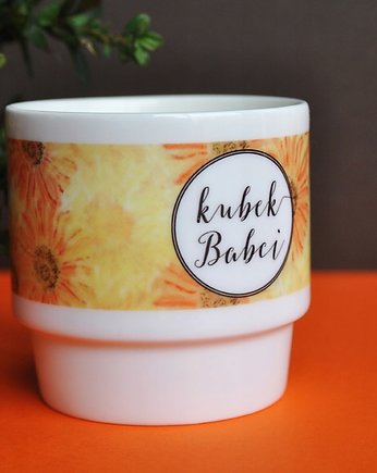 Kubek Babci z ilustracją słoneczników, porcelanowe, Sowia Aleja