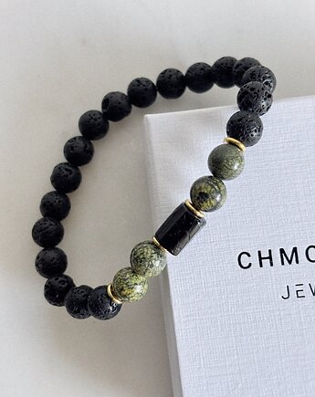 Bransoletka męska Serpentynit i Turmalin, Chmolowska Jewellery
