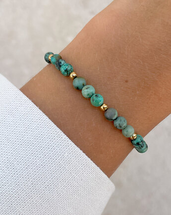 Bransoletka na gumce z turkusu z hematytem, Bring Biżuteria
