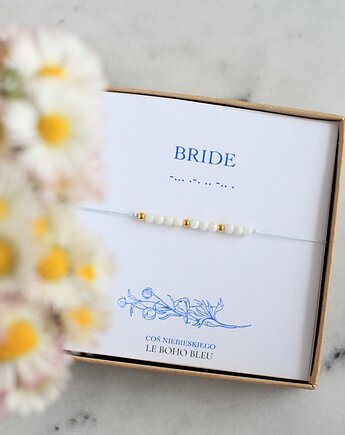 BRIDE w alfabecie Morse'a - Coś Niebieskiego - Bransoletka dla Panny Młodej, Le Boho Bleu