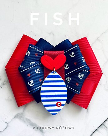 Brosza Pop Art z Rybką Marine New Kolekcja FISH, Pudrowy Różowy