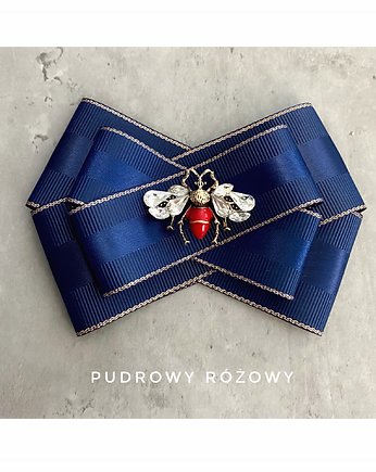 Granatowa  Brosza z Owadem NEW, Pudrowy Różowy