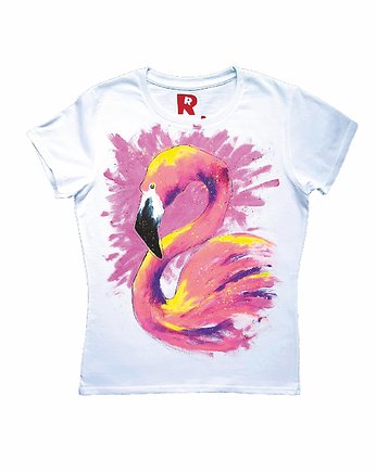 Ręcznie malowana damska koszulka Flaming, rękąROBIONE