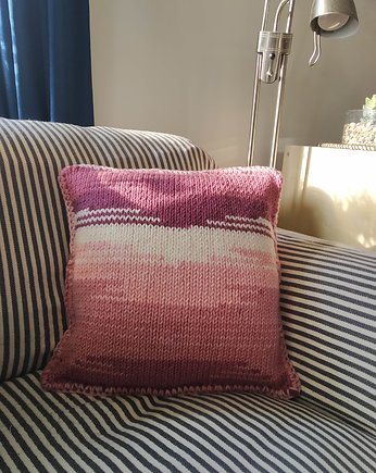 Poszewka dziergana "Różowy Batik", Sparklyyarn