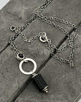 Czarny turmalin - srebrny naszyjnik, RayOfArt