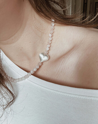 Naszyjnik Kwarc Różowy Serce, Chmolowska Jewellery