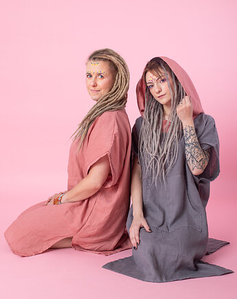 Sukienka plazowa, tunika lniana luźna, NavahoClothing